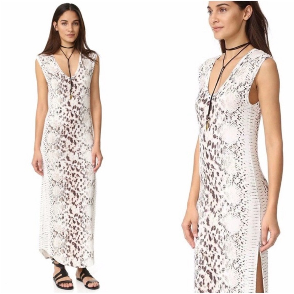 HAUTE HIPPIE LONG SNAKE PRINT MAXI DRESS